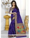 Attractive Banarasi Silk Blue Designer Traditional Saree