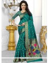 Charismatic Sea Green Weaving Work Banarasi Silk Designer Traditional Saree