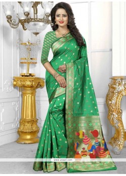 Unique Banarasi Silk Green Traditional Designer Saree