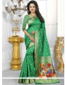 Unique Banarasi Silk Green Traditional Designer Saree