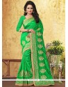 Green Resham Work Art Silk Traditional Designer Saree