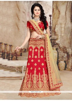 Scintillating Art Silk Red Lehenga Choli