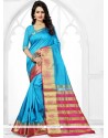 Weaving Art Silk Traditional Saree In Blue