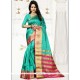 Weaving Art Silk Designer Traditional Saree In Sea Green