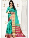 Weaving Art Silk Designer Traditional Saree In Sea Green