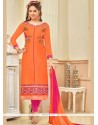 Classy Embroidered Work Churidar Suit