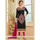 Mystical Cotton Black Embroidered Work Churidar Suit