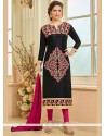 Mystical Cotton Black Embroidered Work Churidar Suit