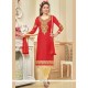 Stylish Cotton Red Churidar Suit