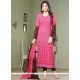 Baronial Embroidered Work Pink Faux Chiffon Churidar Suit