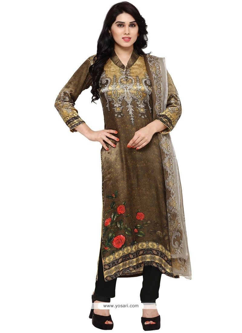Buy Multi Colour Art Silk Churidar Designer Suit | Churidar Salwar Suits