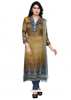 Ethnic Art Silk Digital Print Work Churidar Designer Suit