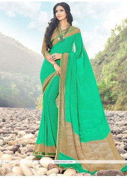 Prime Sea Green Faux Georgette Saree