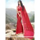 Thrilling Faux Georgette Red Lace Work Classic Saree