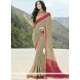 Brown Lace Work Faux Georgette Classic Saree