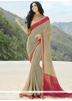 Brown Lace Work Faux Georgette Classic Saree