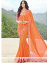 Classy Faux Georgette Orange Saree