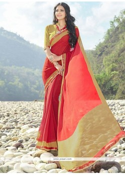 Majesty Red Faux Georgette Classic Saree