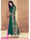 Imposing Green Resham Work Faux Georgette Floor Length Anarkali Suit