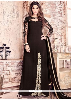 Epitome Embroidered Work Brown Designer Floor Length Suit