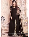 Epitome Embroidered Work Brown Designer Floor Length Suit