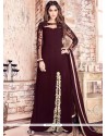 Beautiful Maroon Embroidered Work Faux Georgette Designer Floor Length Suit