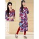 Magnetic Print Work Multi Colour Party Wear Kurti