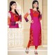 Distinctively Hot Pink Embroidered Work Rayon Party Wear Kurti