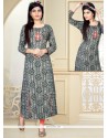 Beckoning Rayon Grey Print Work Party Wear Kurti