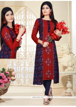 Gleaming Rayon Embroidered Work Party Wear Kurti
