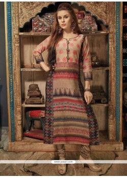 Zesty Chanderi Print Work Party Wear Kurti