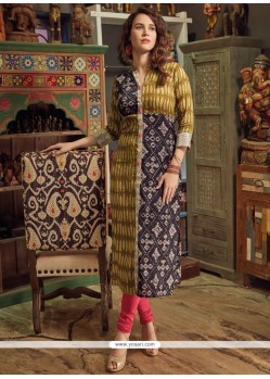 Graceful Print Work Multi Colour Rayon Party Wear Kurti