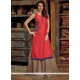 Hypnotic Hand Work Work Chanderi Red Party Wear Kurti