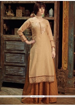 Miraculous Chanderi Beige Party Wear Kurti