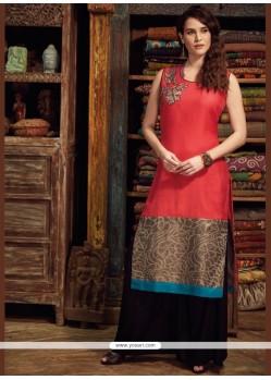 Invaluable Red Chanderi Party Wear Kurti