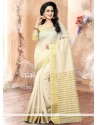 Latest Cream Banarasi Silk Traditional Saree