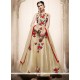 Resham Art Silk Floor Length Anarkali Suit In Cream