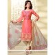 Sightly Rose Pink Embroidered Work Churidar Designer Suit