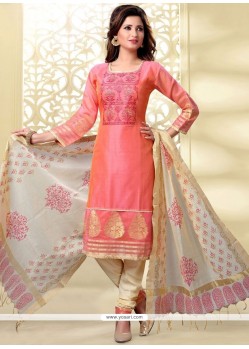 Sightly Rose Pink Embroidered Work Churidar Designer Suit