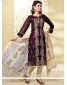 Mesmerizing Brown Churidar Designer Suit