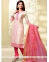Adorning Chanderi Lace Work Churidar Designer Suit