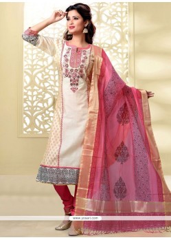 Mod Lace Work Chanderi Churidar Designer Suit