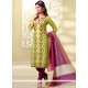 Brilliant Green Chanderi Churidar Designer Suit