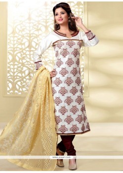 Catchy Off White Churidar Designer Suit