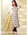 Catchy Off White Churidar Designer Suit