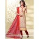 Gilded Beige And Maroon Embroidered Work Churidar Designer Suit