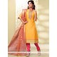 Delightsome Yellow Churidar Designer Suit