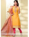 Delightsome Yellow Churidar Designer Suit