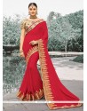 Heavenly Lace Work Maroon Classic Saree