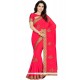 Engrossing Hot Pink Embroidered Work Classic Saree